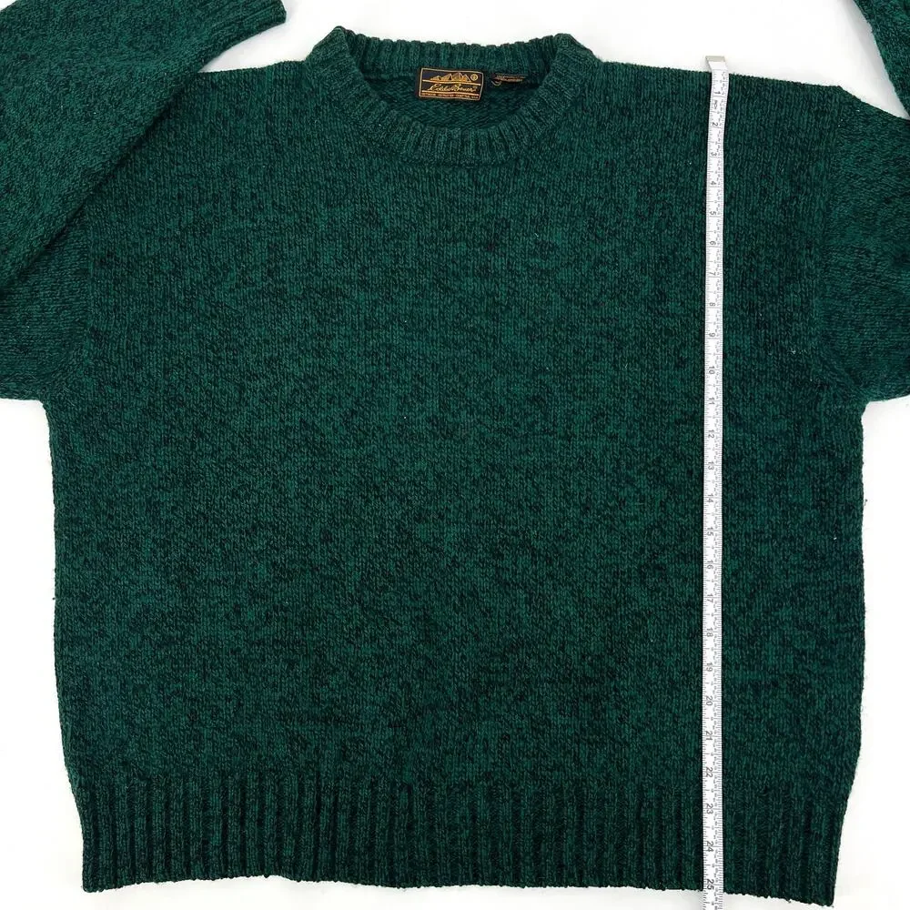 Vintage Mens Eddie Bauer Forest Green Wool Crewneck Sweater Size XL - Picture 3 of 6